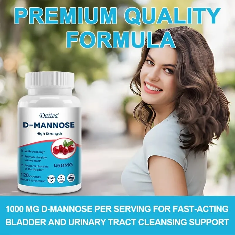 Cápsulas de D-Manose - com 1000mg de Extrato de Cranberry - Limpa, Desintoxica e Apoia a Saúde do Trato Urinário