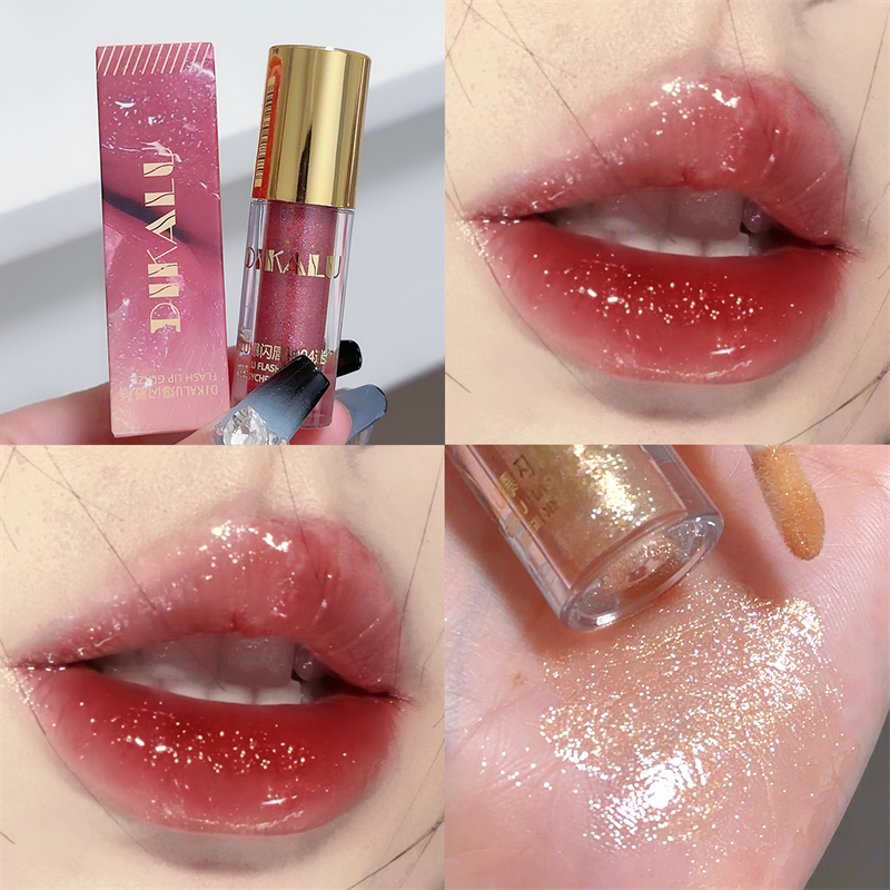 Pérola diamante brilho labial esmalte de longa duração hidratante brilho labial matiz óleo espelho de maquiagem água luz batons líquidos
