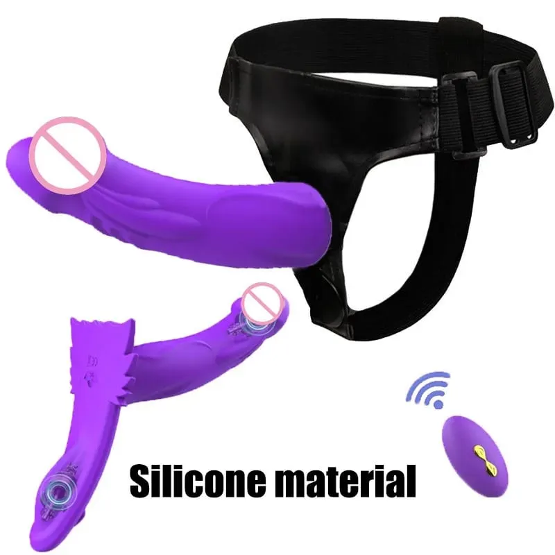 Cinta de silicone vibratória com controle remoto, cinto com vibrador ajustável, calcinha de fixação vestível para casais, estímulo duplo destacável