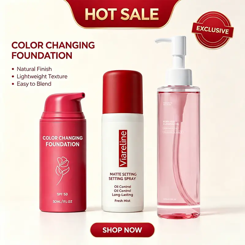 Kit de maquiagem 3 peças, óleo de limpeza, base em spray, suave, fosco, longa duração, hidratação natural, conjunto diário