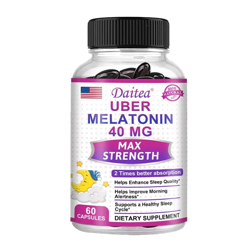 Daitea Super Melatonin Capsules-40mg Contém vitamina C ajuda você a adormecer mais rápido, alivia a insônia e melhora a qualidade do sono