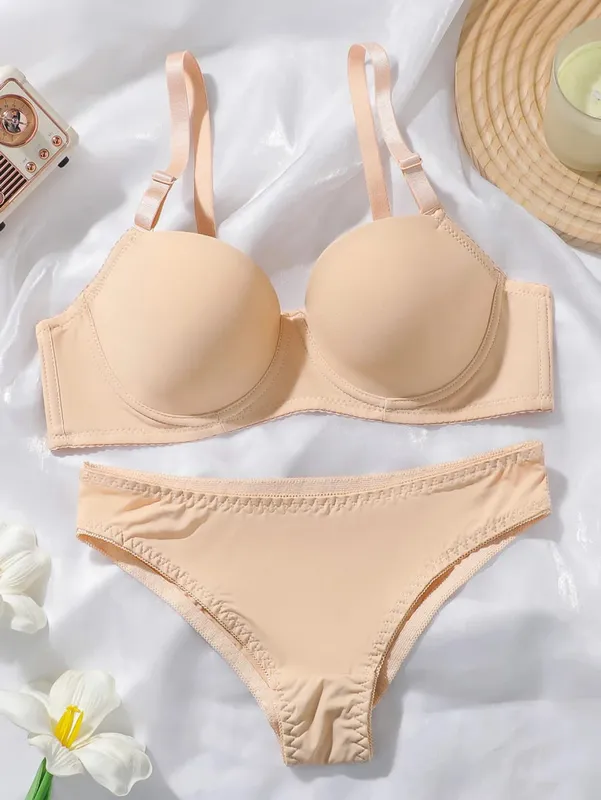 Conjunto de roupa íntima de 2 peças, cor sólida, multicolorido, diário, quatro estações, confortável para usar, lingerie sexy, 2611, venda imperdível