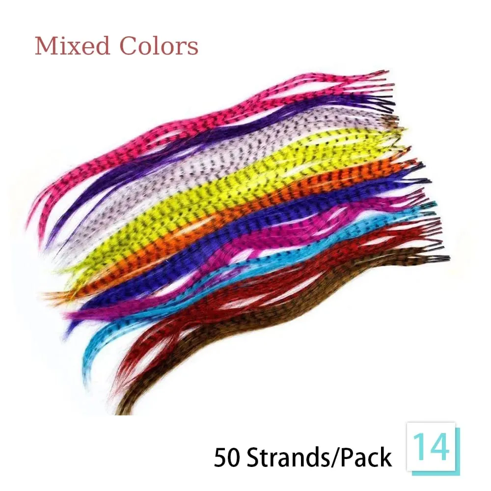 Synthetic Feather Hair Extensions 16 Inches 50strands/pack Colored Hair Extensions Colorful Hair Feathers Extensions For Women