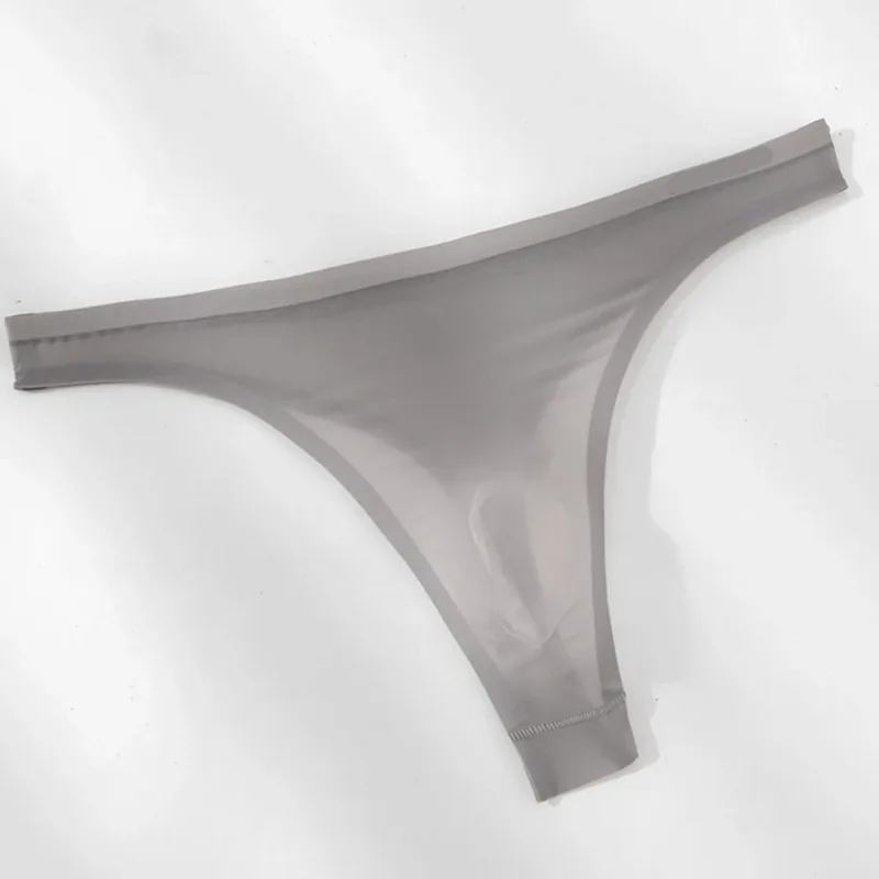 Cuecas masculinas ultrafinas de seda gelo 3d, tanga transparente, roupa íntima, cintura baixa, cuecas de biquíni em u, lingerie