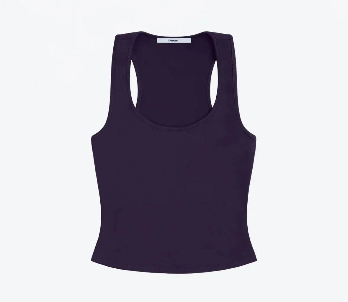 Tanque clássico em forma de X sem costas azul bebê e cinza enevoado multicolorido confortável cintura elástica ajuste justo top sem costas — image 12