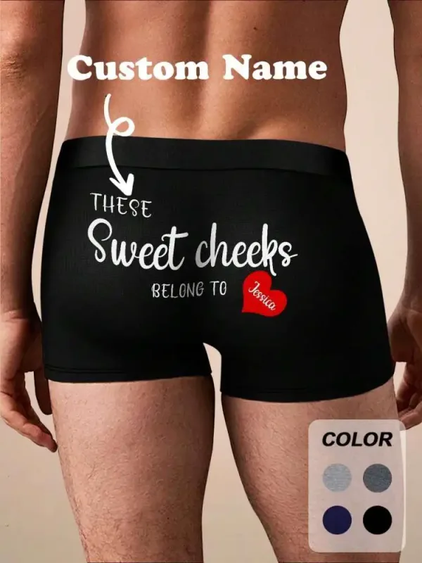 Cueca boxer masculina de algodão com nome personalizado, cueca boxer personalizada com nome nas costas, presente para ele, marido, namorado, aniversário e dia dos namorados