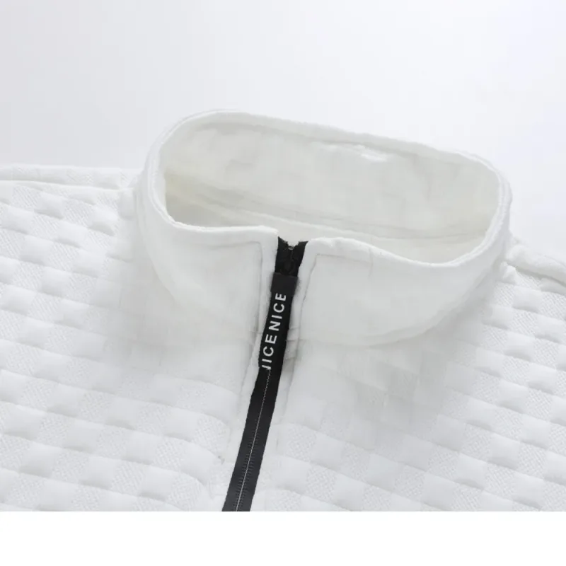 Moletom masculino com zíper de um quarto casual outono mock pescoço branco solto pulôver manga longa sólido gráfico zip up moletom