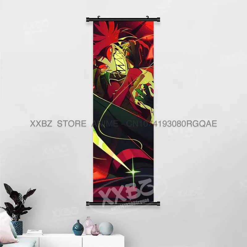 Simple Black Comedy Hazbin Hotel Home Decoration Hanging Painting Cartoon Wall Artwork Scrolls Picture Room Canvas Print Posters