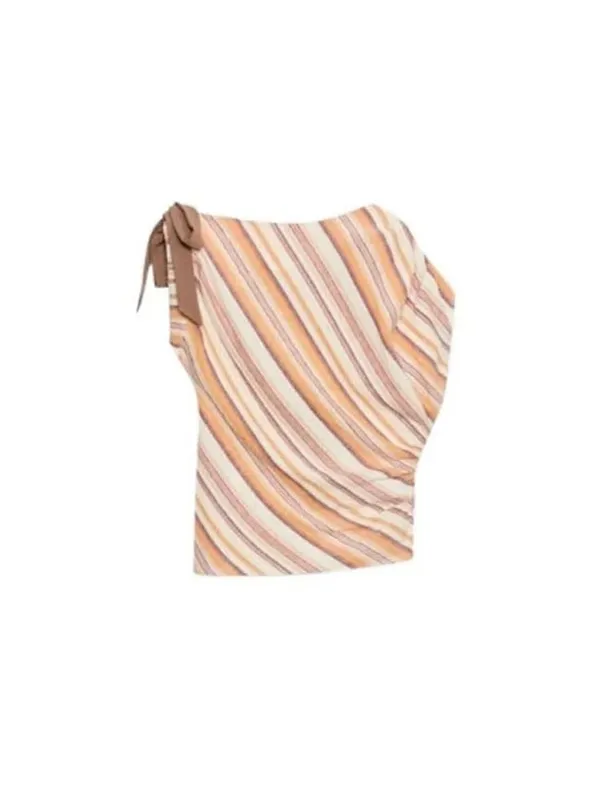 Vestido maxi envoltório de manga comprida com listra vertical de linho com decote em V bainha assimétrica vestido de férias adequado para uso diário no trabalho