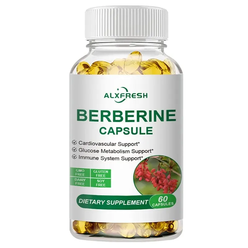 Cápsulas de berberina apoiam inflamação oral infecção intestinal açúcar no sangue regulação lipídica cardiovascular e antioxidante