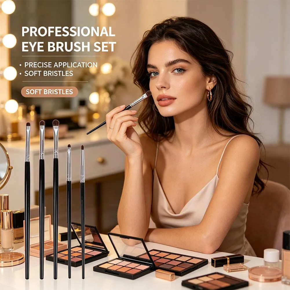 4Pcs Detail Eye Makeup Brush Set Soft Bristle Eyebrow Eyeliner Smudge Brushes for Eyeshadow Lying Silkworm/Brow Cosmetic Tools