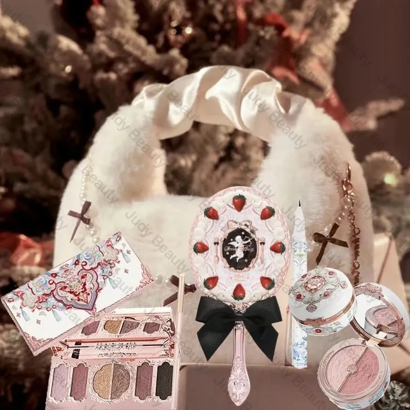 Maquiagem flor sabe conjunto concha pérola série seis cores paleta de sombra em relevo blush brilho batom kit com saco tudo em