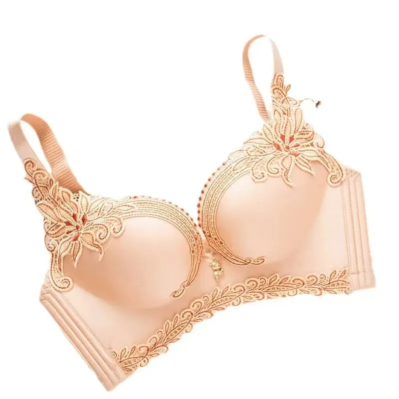 Adjustable Embroider Lace Lingerie Non-underwire Bra Small Breasts Gathering Prevent Sagging Comfortable Bra