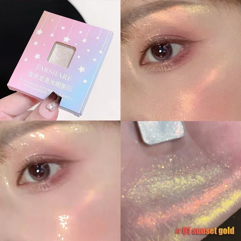 Cartões de sombra para olhos multicromáticos, metálicos, à prova d'água, camaleão, azul, ultra-brilhante, holográfico, glitter, maquiagem para os olhos, iluminador