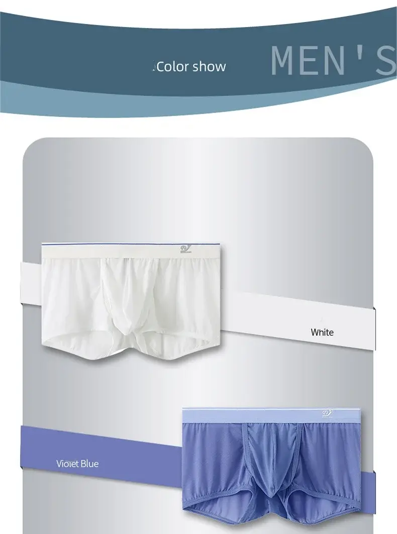 1 pçs gelo seda espaço cápsula roupa interior masculino compartimento sólido verão respirável ultra-fino boxers shorts transparentes hombre
