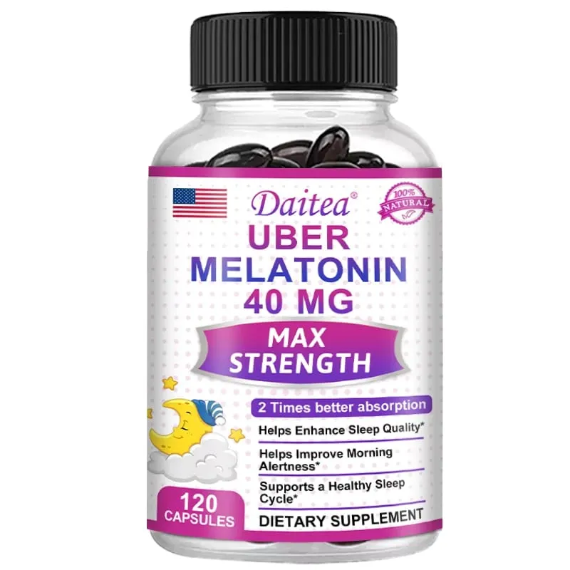 Daitea Super Melatonin Capsules-40mg Contém vitamina C ajuda você a adormecer mais rápido, alivia a insônia e melhora a qualidade do sono