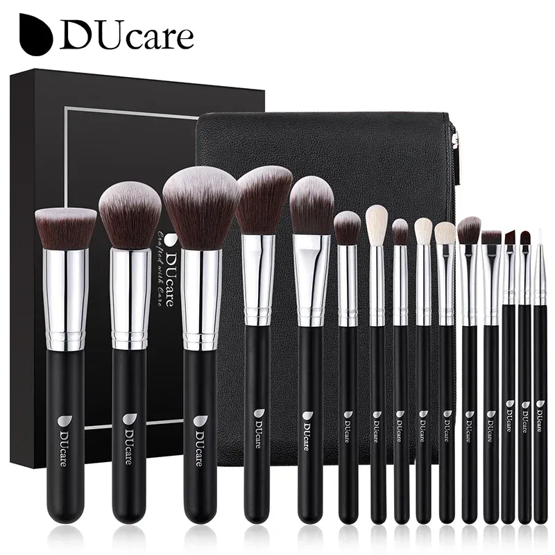 Ducare preto pincel de maquiagem profissional sombra fundação pó macio cabelo sintético pincéis de maquiagem brochas maquillaje