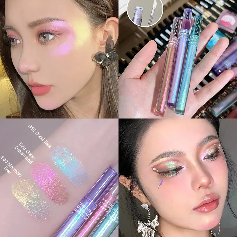 Brilho iluminador líquido sombra de olho multicromático shimmer sombra camaleão maquiagem para os olhos alto brilho pérola brilhante sombra de olho