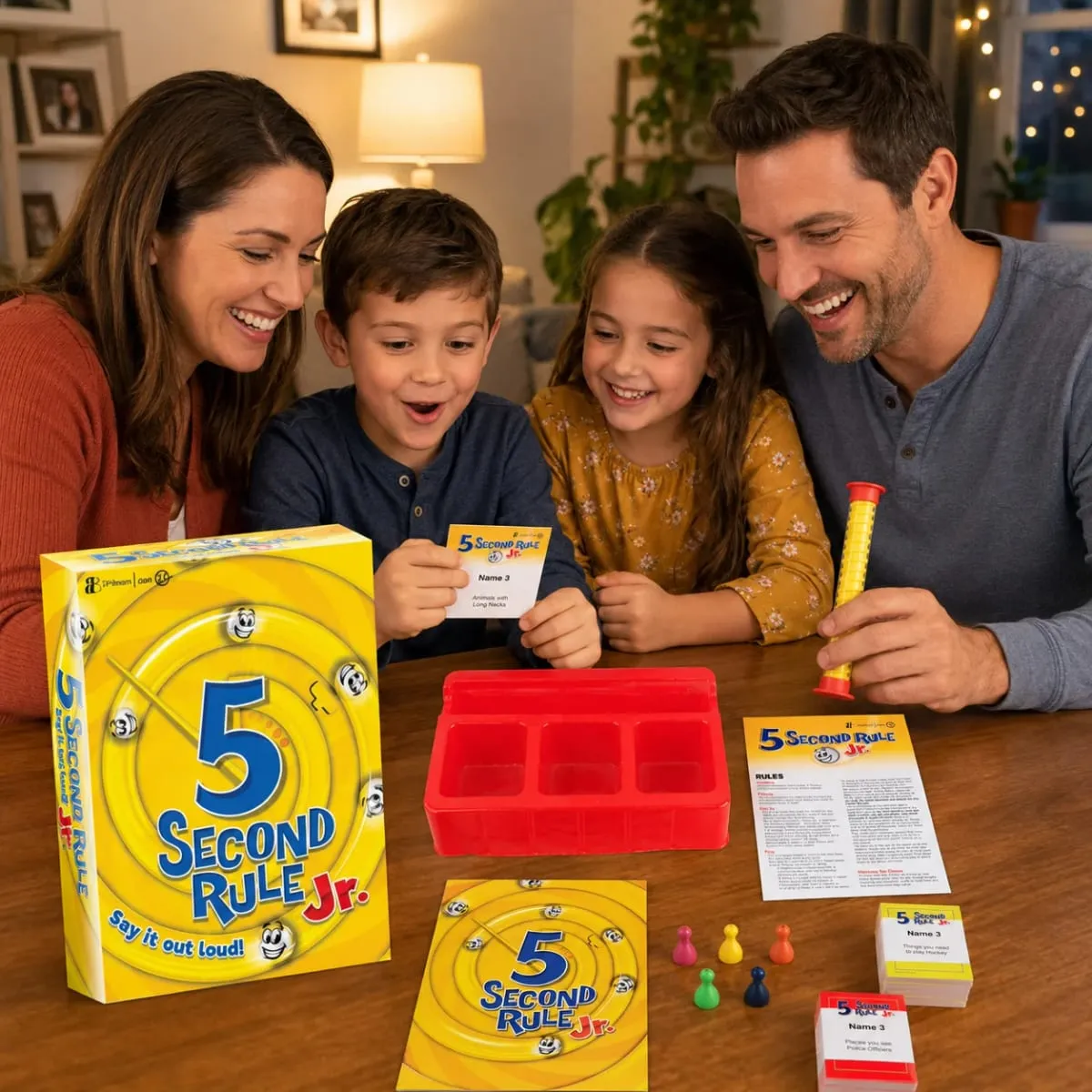 5 Second Rule Jr Kids Fast Thinking Trivia Card Board Game with Timer Family Party Educational Brain Teaser English Version