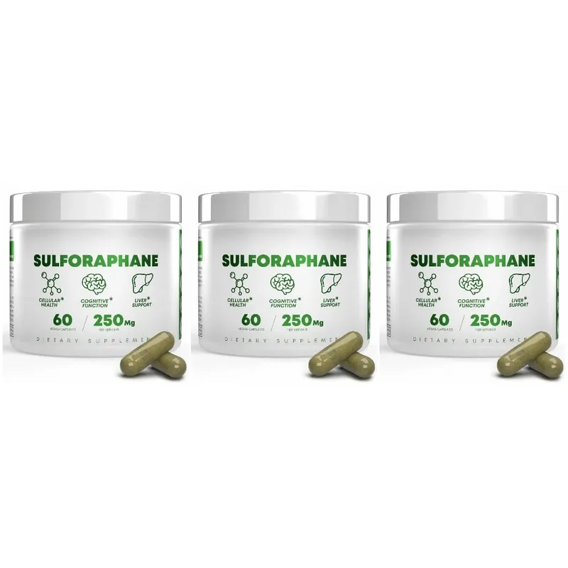 5 000mcg Sulforafano de extrato de semente de brócolis cápsulas veganas com suporte imunológico mirosinase 2 cápsulas servindo 60 contagens