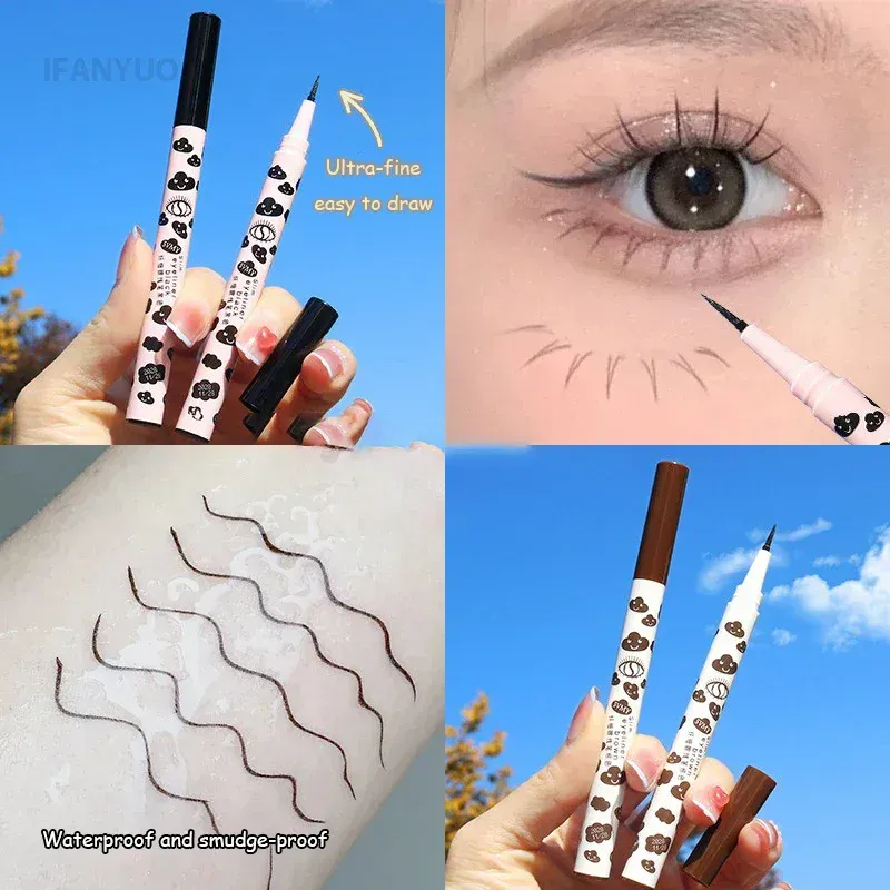 Caneta delineadora líquida ultrafina, natural, fosca, à prova d'água, secagem rápida, cílios inferiores, caneta de bicho-da-seda, pigmento alto, ferramenta de maquiagem suave para os olhos