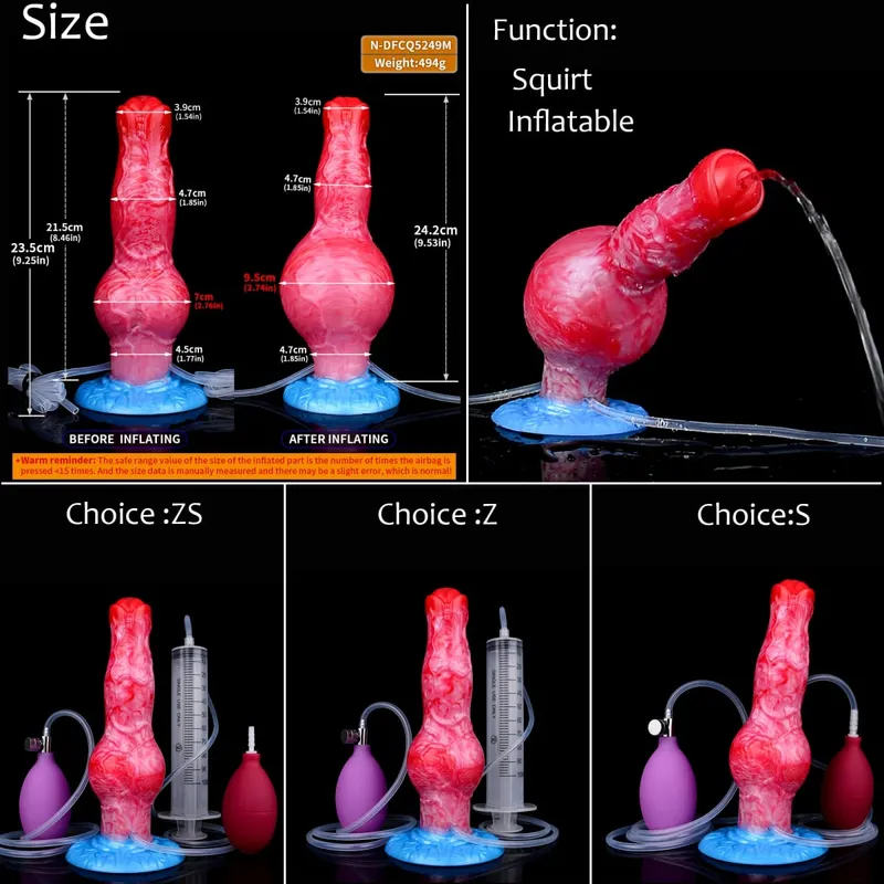 Silicone Inflatable Ejaculation Knot Dildo Adjustable Girth Squirting Fantasy Horse Penis Adult Sex Toys Anal Dilator
