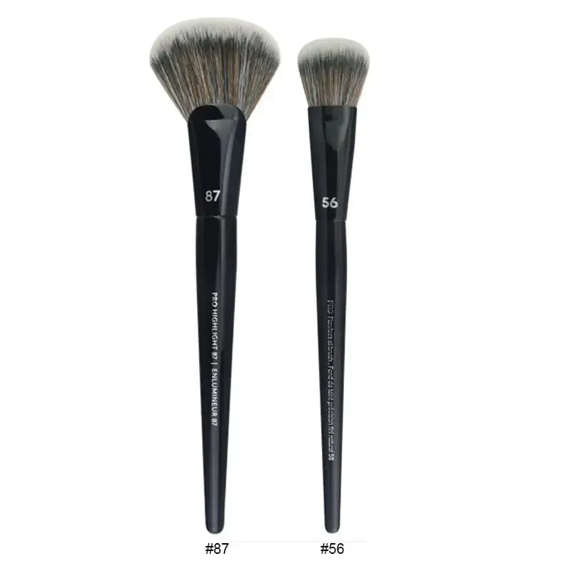2 pçs/set Pro Preto Pincéis de Maquiagem Cabelo Sintético Pó Sombra Mancha Destaque Fundação Airbrush Difusor Make Up Brush