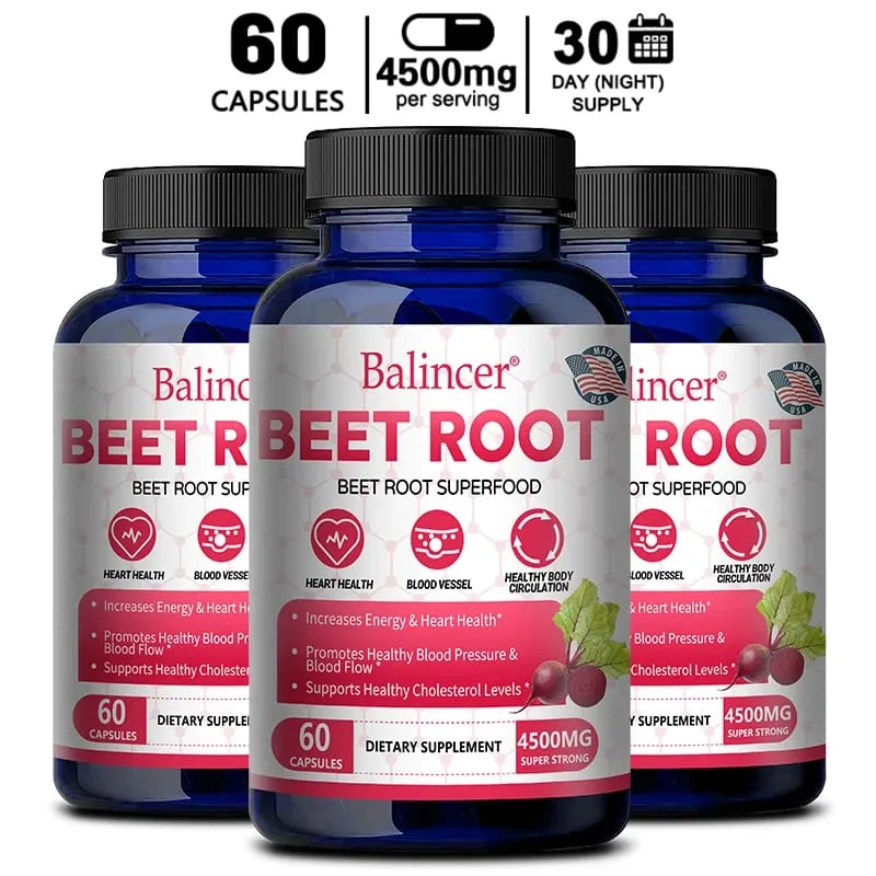 Cápsulas de beterraba 2500mg apoiam a circulação sanguínea diária, bem-estar cardiovascular, resistência física e equilíbrio imunológico