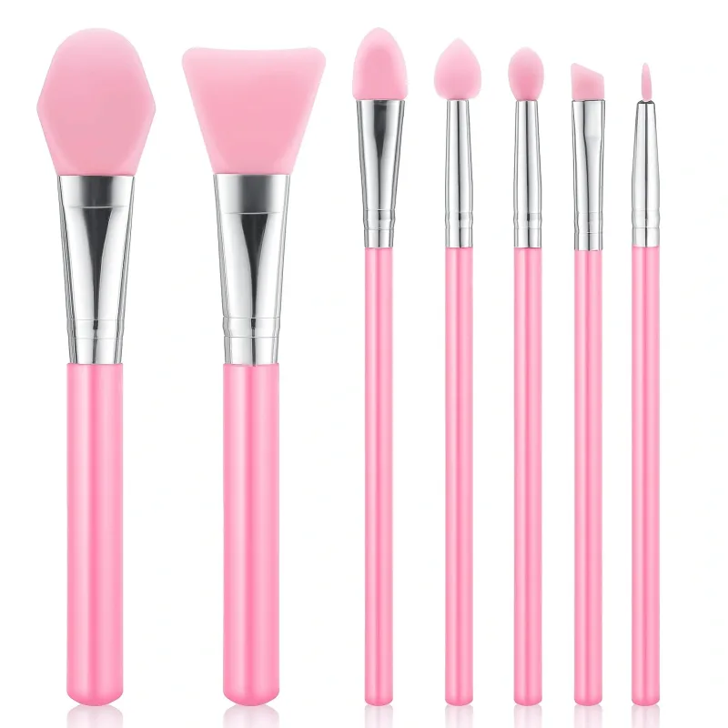 Conjunto de pincéis de maquiagem de silicone, 7 peças, multifuncional, aplicador de máscara facial, máscara facial, pincéis de mistura de lama, ferramenta de beleza