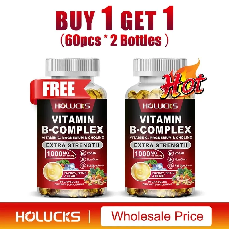 Suplemento de complexo de vitamina B, rico em B1 B2 B3 B5 B6 Biotina, força, suporte energético, cérebro e coração, promove o metabolismo