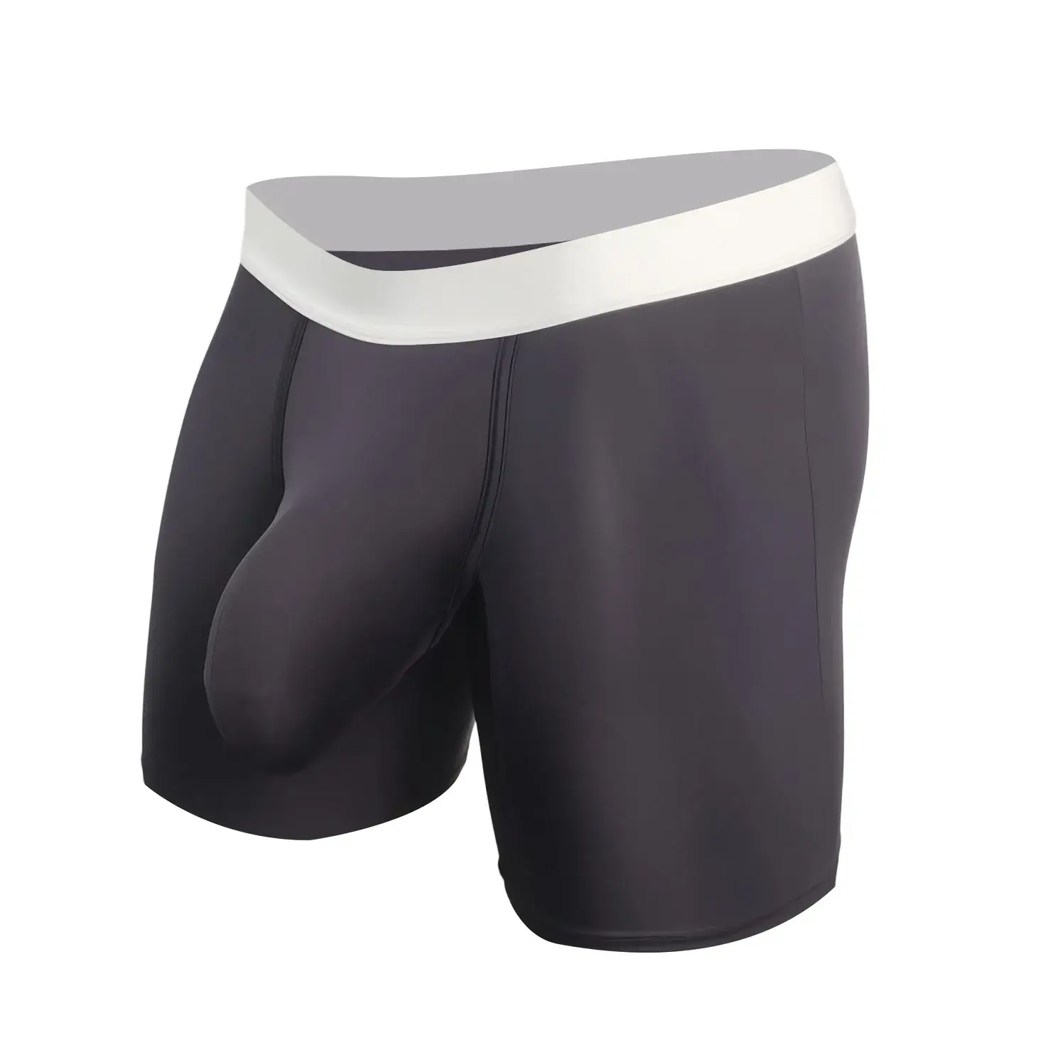 Cueca boxer masculina de seda gelo, bolsa extra profunda respirável, longa corrida, esporte, academia, roupa íntima, anti-atrito, livre de calções macios