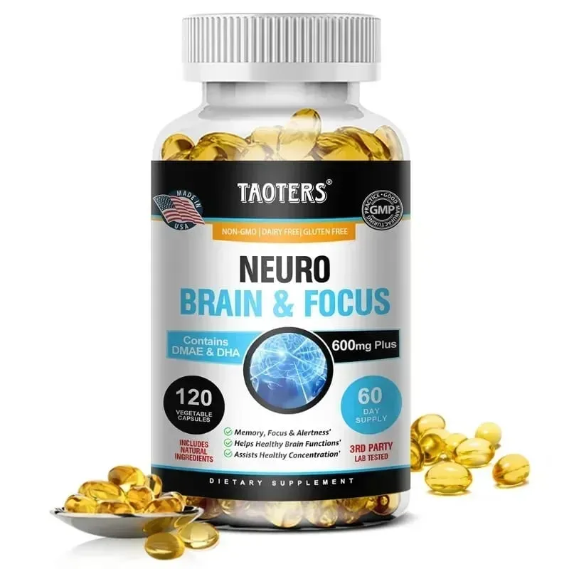 Memory Focus Clarity Energy Brain Supplement - Nootropic Brain Booster DMAE Vitamins A C D E B1 B2 B3 B5 B6 Capsules