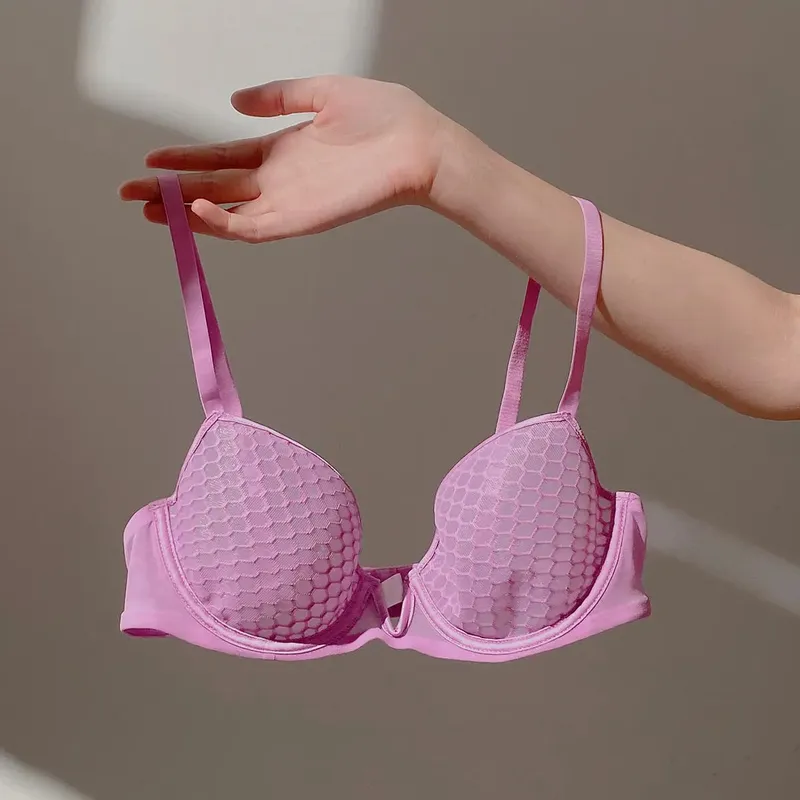 Conjunto de sutiã minimizador ultra-fino para busto grande feminino estilo verão macio underwire suporte lateral anti-flacidez conforto lingerie diária