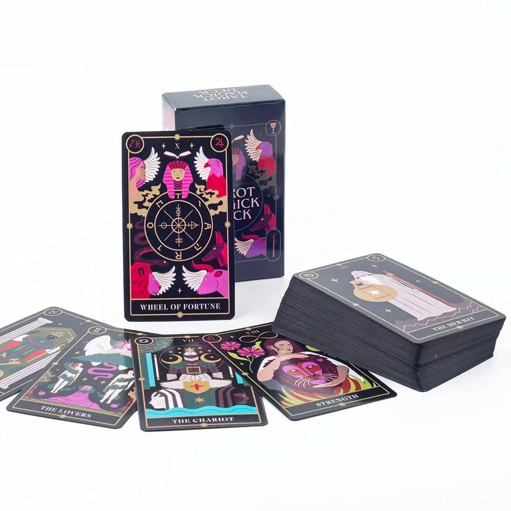 Baralho mágico de tarô com guia, cartas coloridas com bordas, destino, adivinhação, jogos de cartas, festa, jogo de tabuleiro, 10,3x6,1cm
