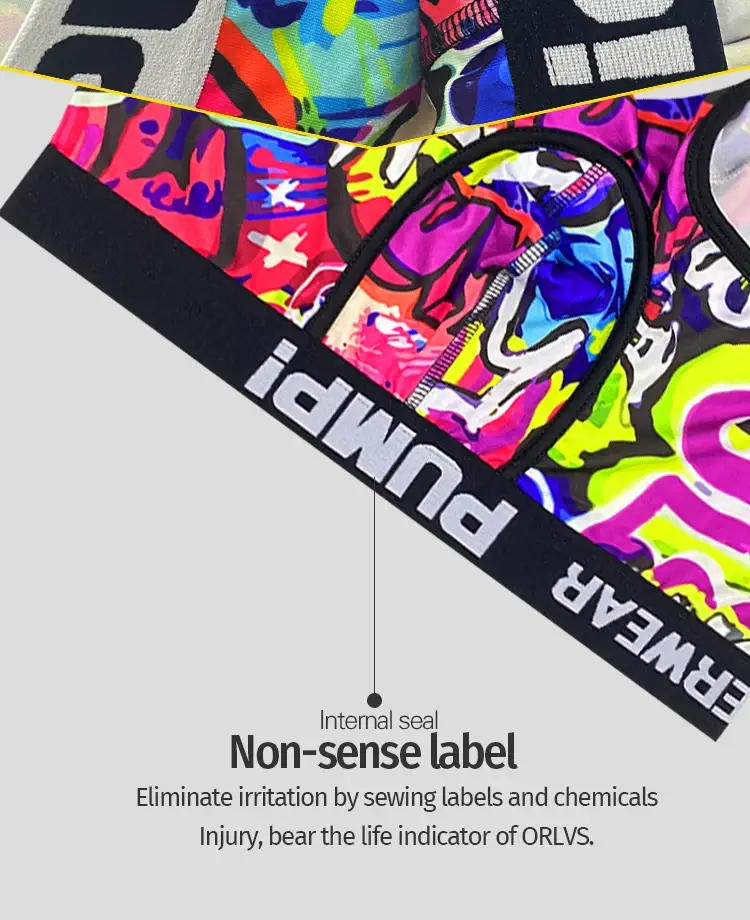 1 pçs masculino algodão mistura de náilon boxer briefs all-over graffiti impressão ampla cintura elástica não-apertado moda esporte roupa interior