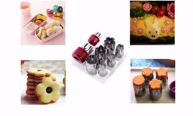 Cortador de vegetais formas diy cortadores de biscoito frutas vegetais prensas molde flor decorativa para crianças fazer alimentos cu0005
