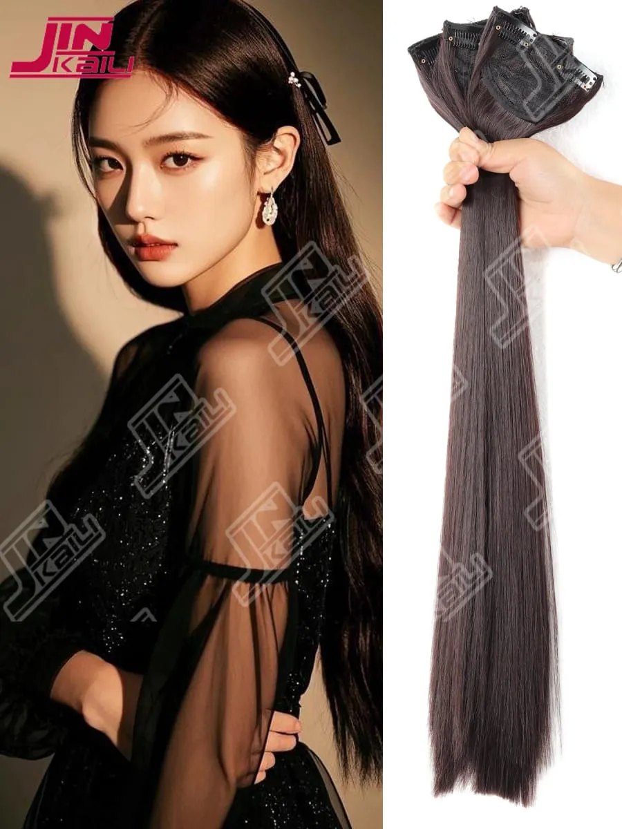 JKL Peças de extensão de cabelo longo Realista Volume Boost Invisível Traceless Conjunto de três peças Extensões de cabelo sintético asiático