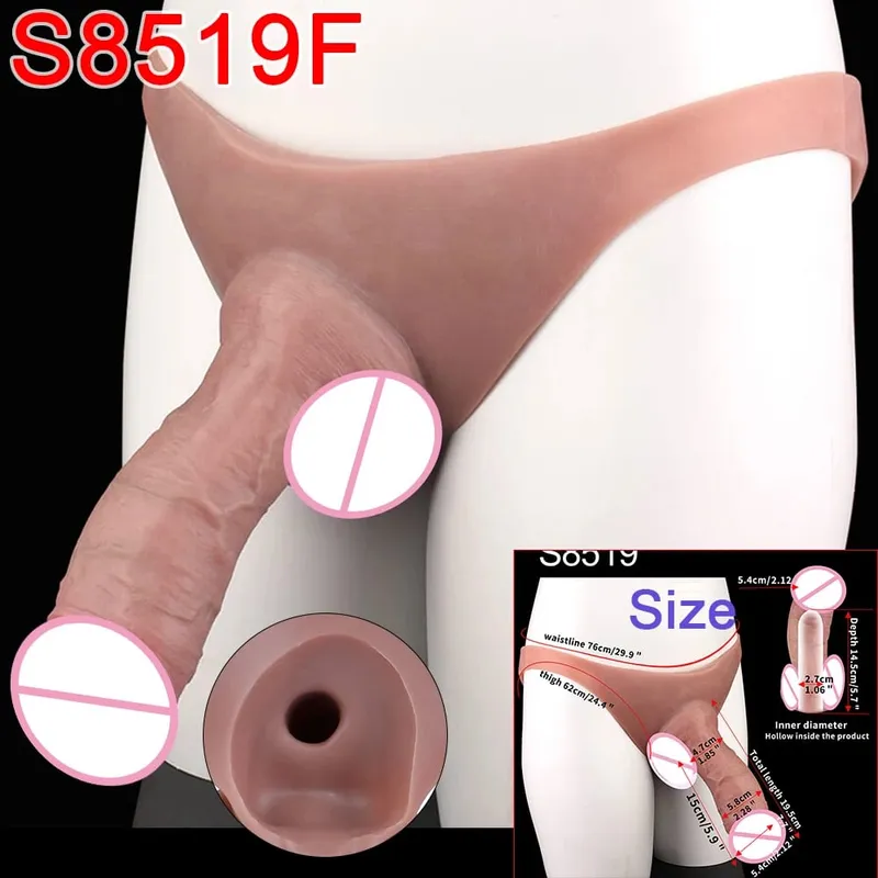 Masculino cinta-on longo oco vibrador ultra realista pênis estender manga calças насадка на член masculino galo capa brinquedos sexuais