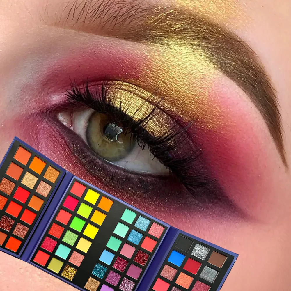 Paleta de sombras com 72 cores, 8 peças de pincéis de maquiagem, brilho fosco, brilhante, colorido, kit de maquiagem para palco de festa