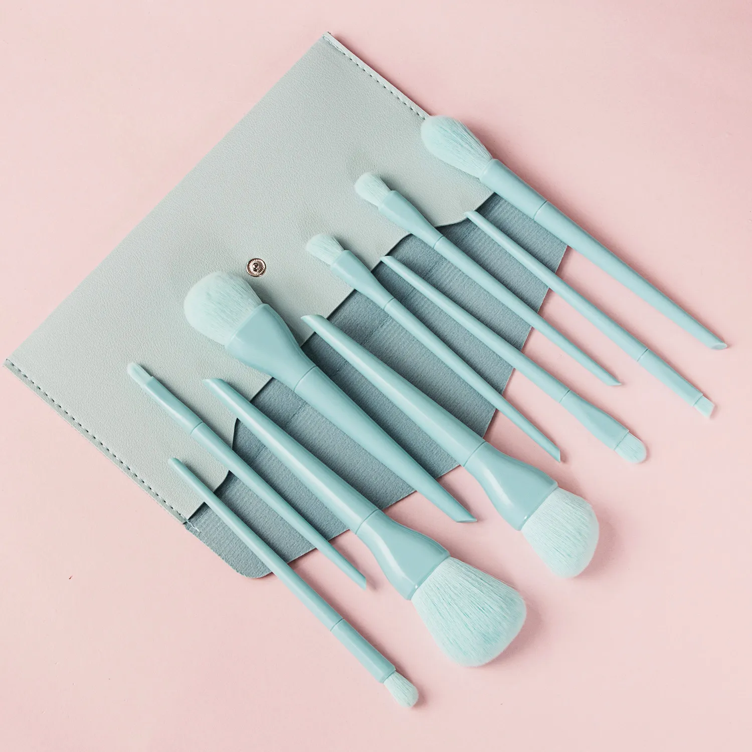 1 pçs conjunto de escova de maquiagem com saco de armazenamento pincéis sintéticos macios para fundação pó sombra blush rosto cheio viagem diária makeu