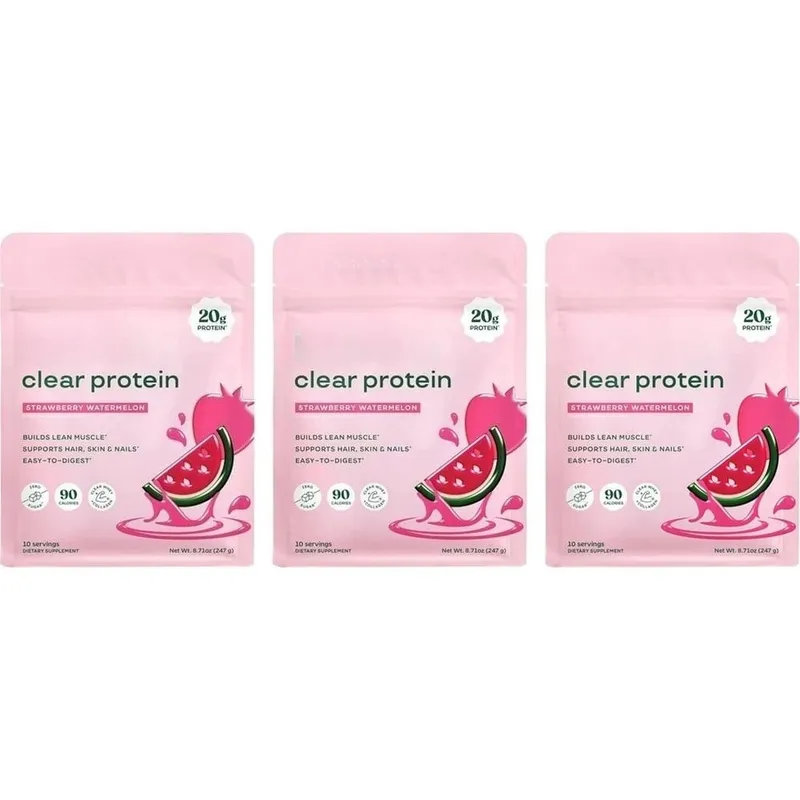 Proteína em pó transparente com 20g de proteína por porção, mistura de enzimas digestivas e peptídeos de colágeno bovino - 10 porções