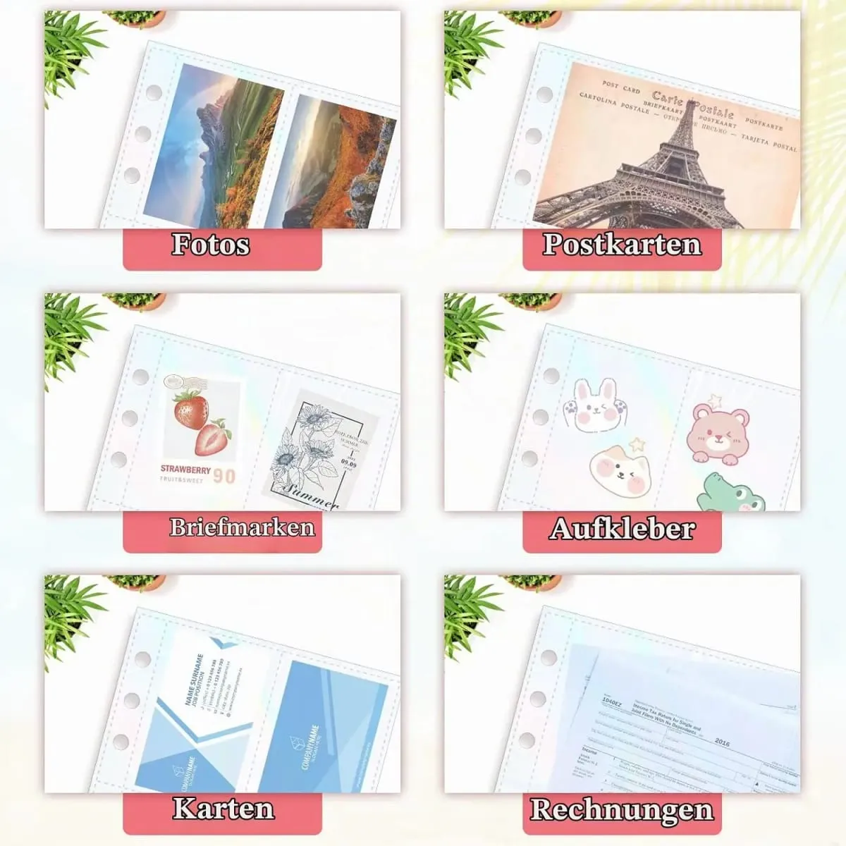 10 folhas a5 6 anel binder cartão mangas photocard titular páginas cartão de negociação inserções de armazenamento cartão álbum recargas foto organizador — image 6