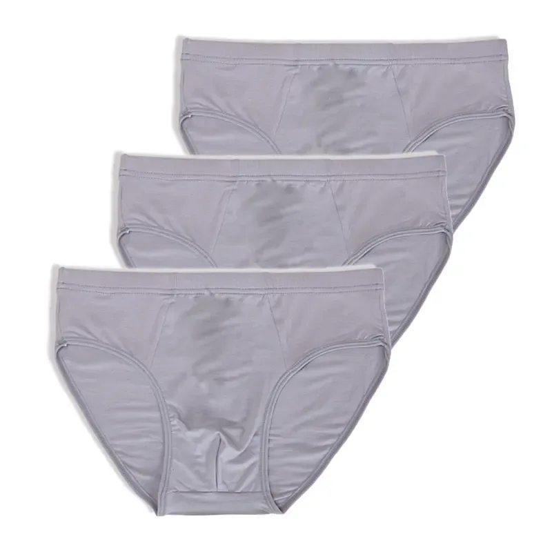 3 Packs Set Plus Size Solid Breathable Men Briefs Sexy Bamboo Fiber Hot Man Undrewear Black Sexy Male Panties New 5XL 6XL 2024