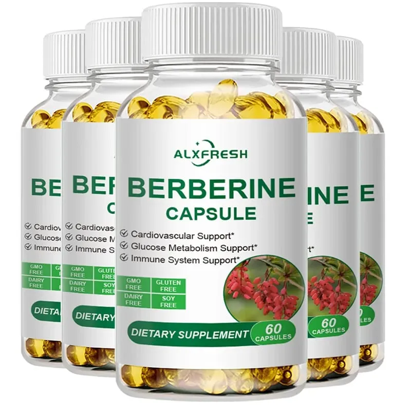 Cápsulas de berberina apoiam inflamação oral infecção intestinal açúcar no sangue regulação lipídica cardiovascular e antioxidante