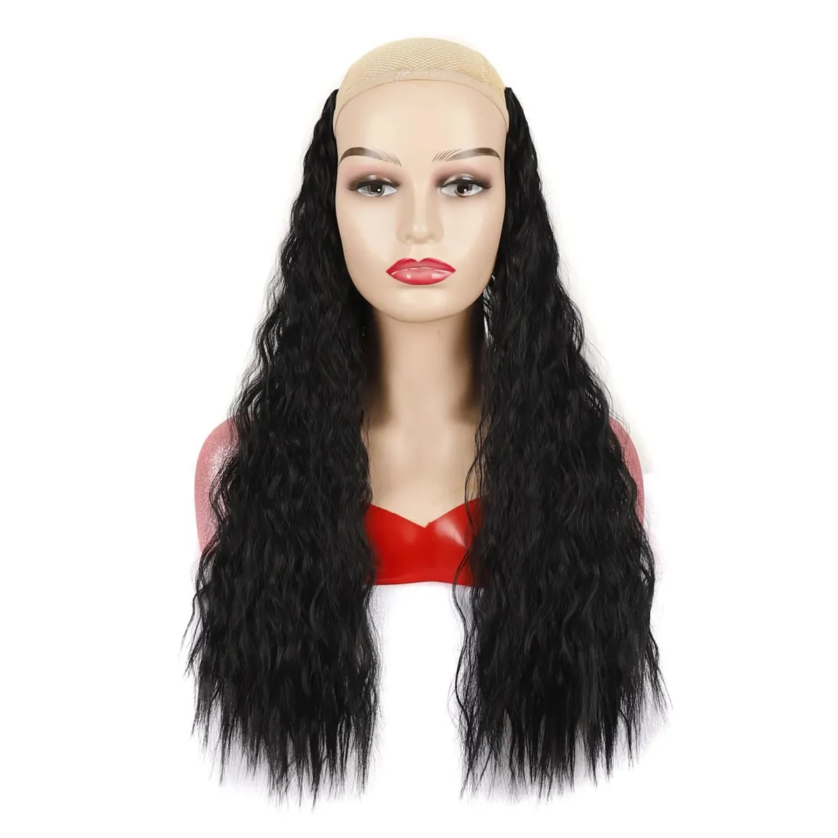 Synthetic Curly Hair Extensions Clip in One Piece 4Clips Deep Wave Long Hairpieces for Women Daily Use Party Hair Accessory