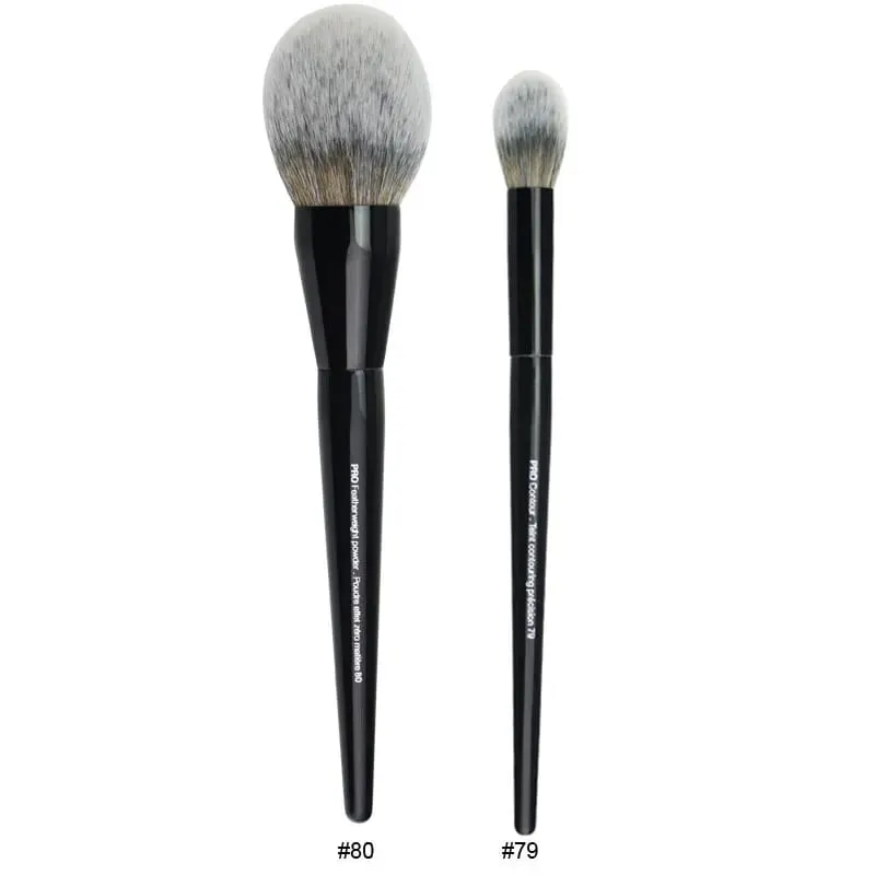 2 pçs/set Pro Preto Pincéis de Maquiagem Cabelo Sintético Pó Sombra Mancha Destaque Fundação Airbrush Difusor Make Up Brush