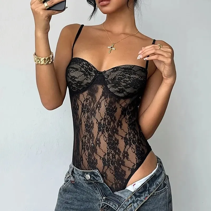 Y2k feminino preto laço bodysuit verão pura cinta de espaguete arco detalhe fino ajuste festa streetwear saindo sexy bodysuit topos