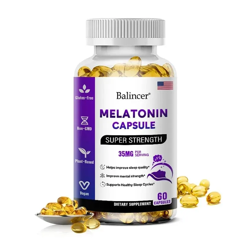 Contém 35 mg de melatonina em cápsulas - Melhora a insônia, promove a qualidade e o estado de alerta do sono, ajuda a dormir profundamente 120 cápsulas