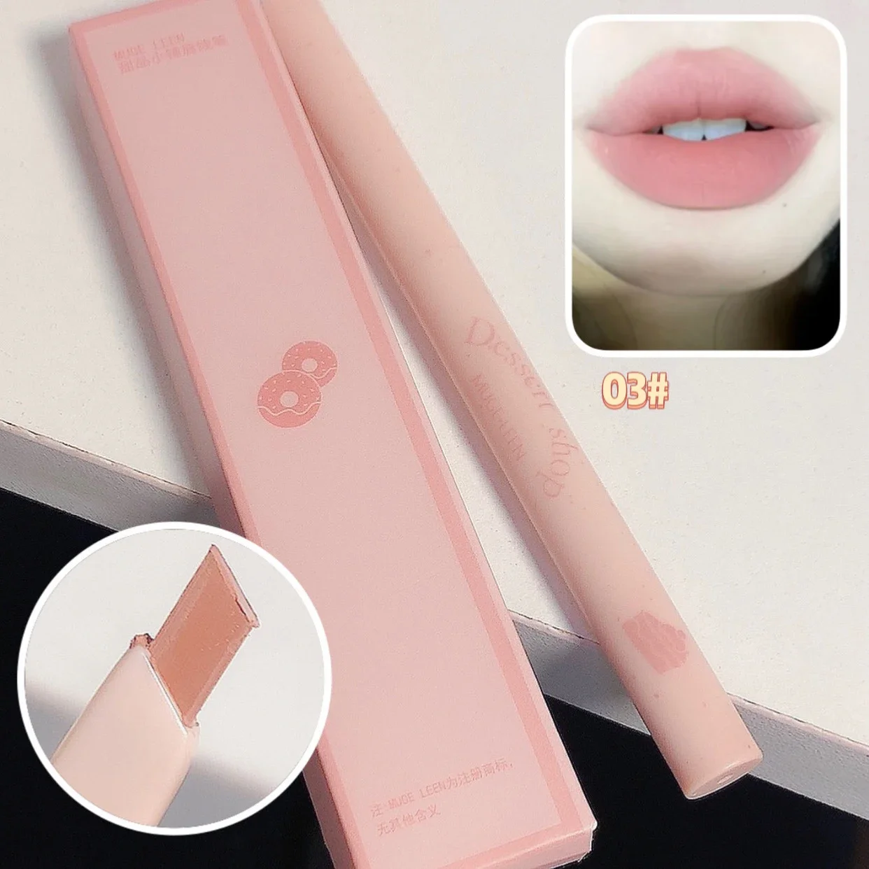 Caneta delineadora labial fosca, batom de longa duração, antiaderente, à prova d'água, suave, veludo, lápis nude, rosa, maquiagem labial