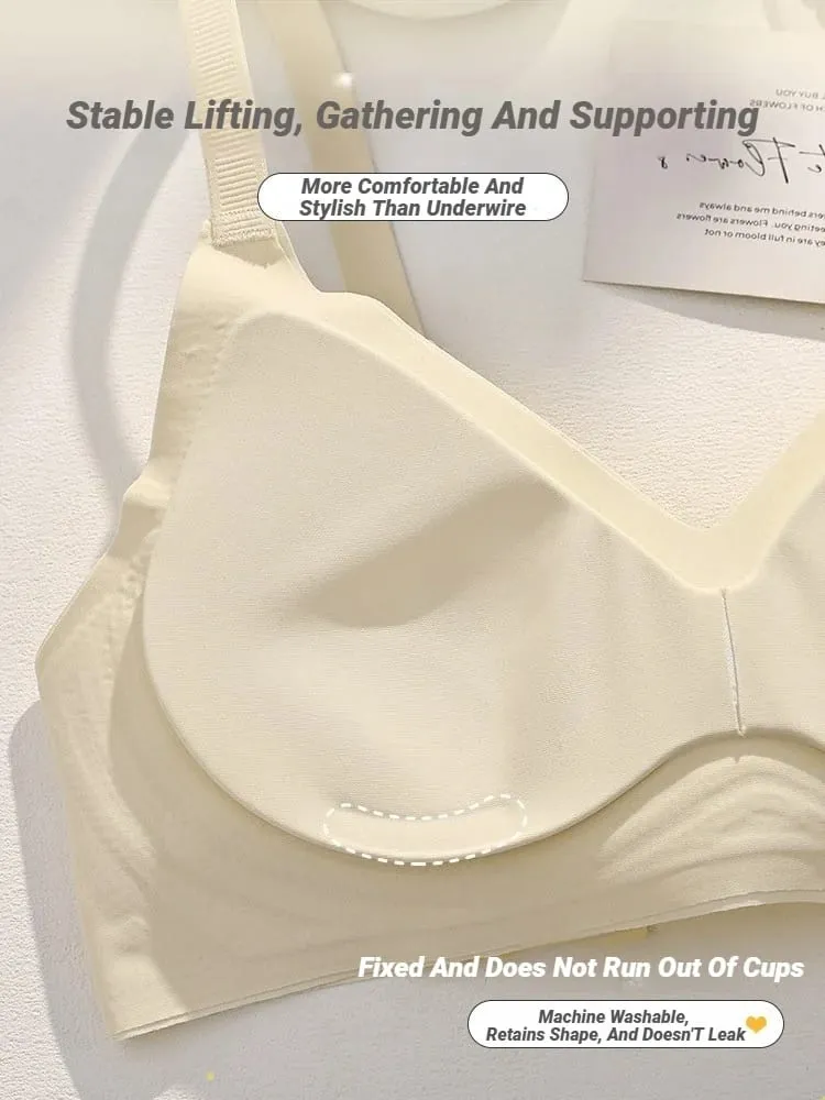 Sutiã sem costura de peito pequeno feminino push-up confortável sem arame suporte macio roupa interior fechada para mulher com seios sem jantes